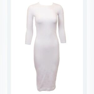 Kikiriki | New Shell midi dress White 3/4 sleeves Womens size L Bodycon Elbise